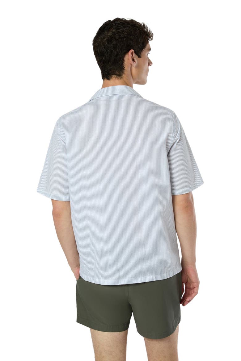 Poplin Seersucker Convertible Vacation Shirt, Alternate, color, DEEP NAVY/WHITE