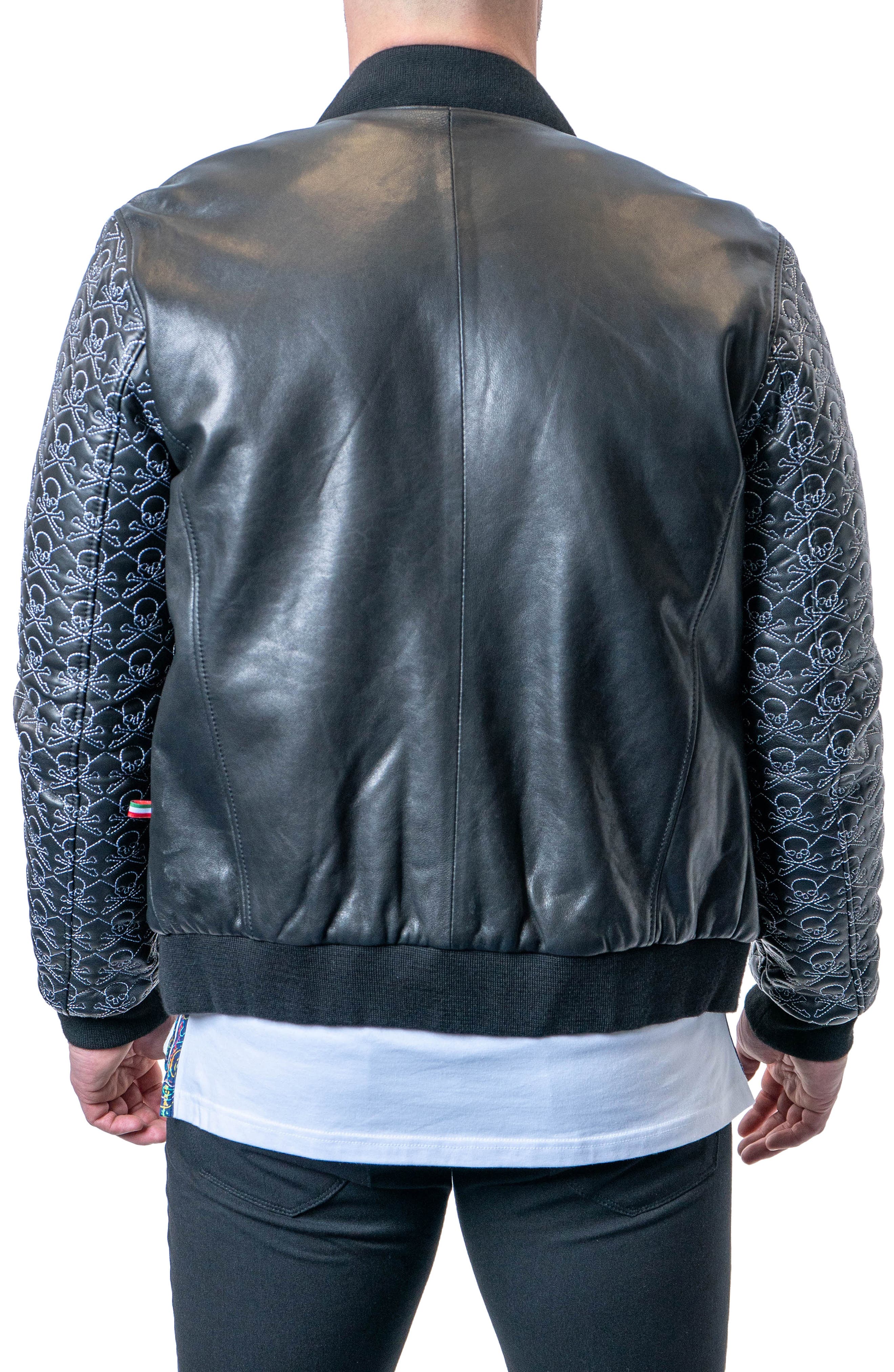 Skull Sleeve Leather Jacket - image 2