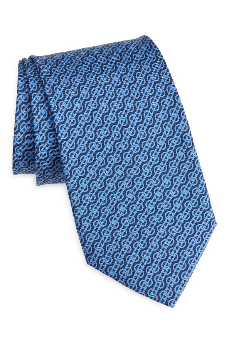 Trofeo Gancini Silk Tie, Main, color, NAVY