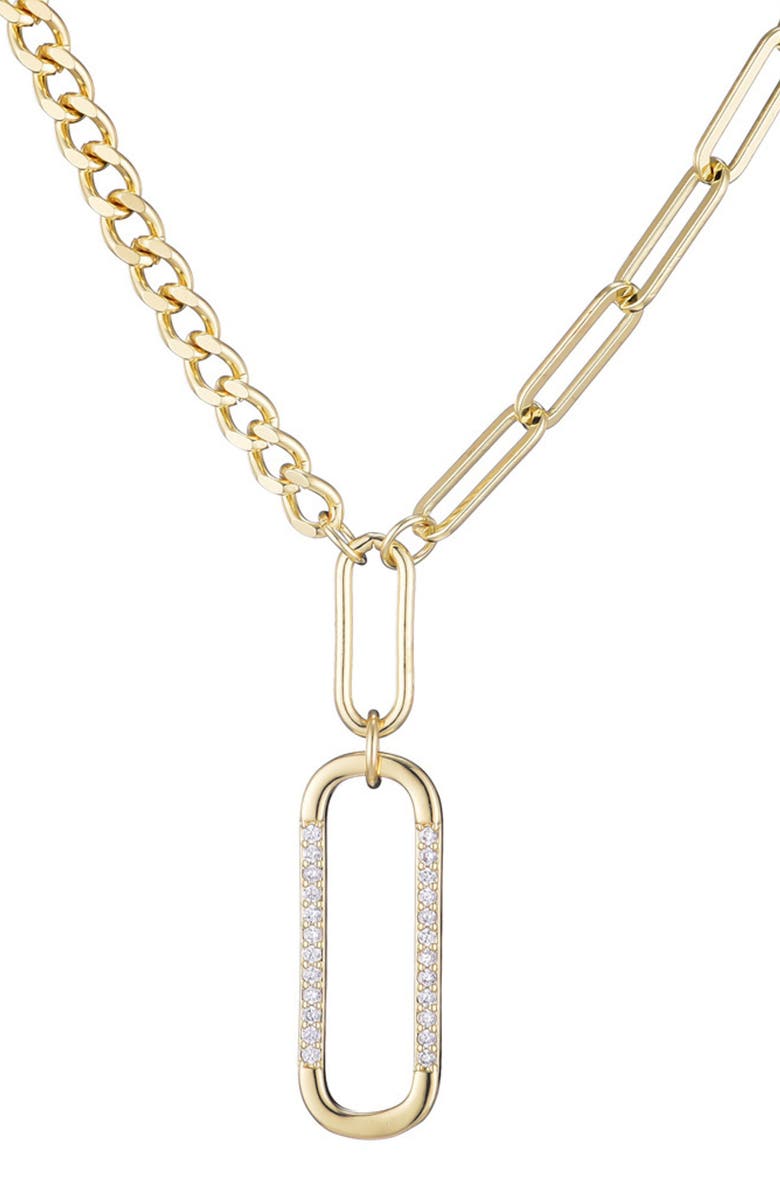 Adornia Mixed Chain Cubic Zirconia Necklace, Main, color, Gold