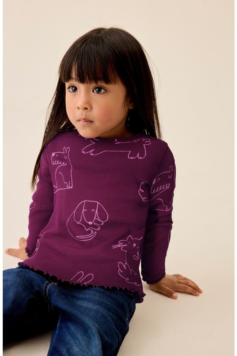 Kids' Stretch Cotton Rib Graphic T-Shirt, Alternate, color, PURPLE