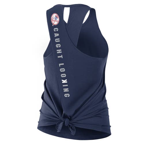 Nike Navy New York Yankees Crisscross Performance Tank Top In Blue