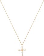 Bearfruit Jewelry 14k Gold Plated Opal Cross Necklace Faith Delicate Sentimental Design