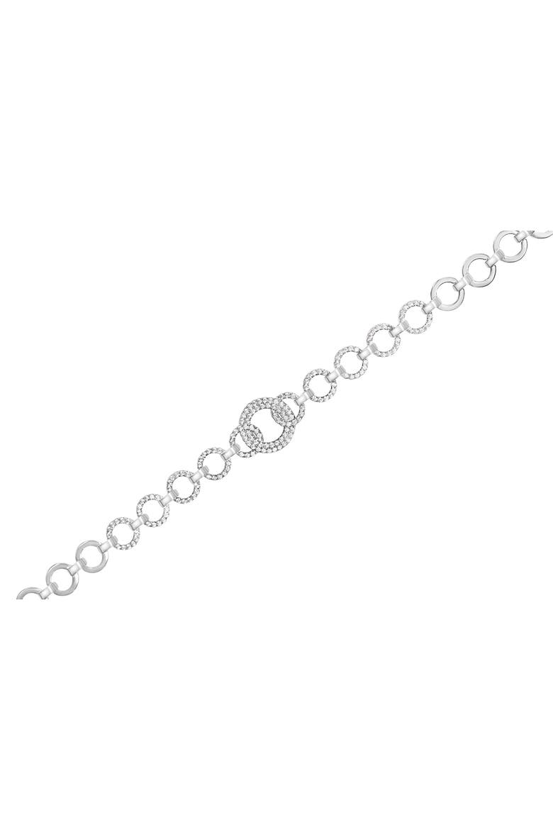 Silver 1.00 Cttw Diamond Interlinking Open Circle Link Bracelet, Alternate, color, Silver
