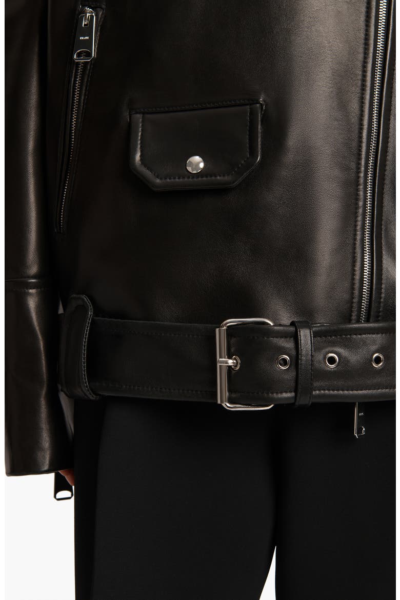 Hansel Oversize Lambskin Leather Biker Jacket, Alternate, color, BLACK