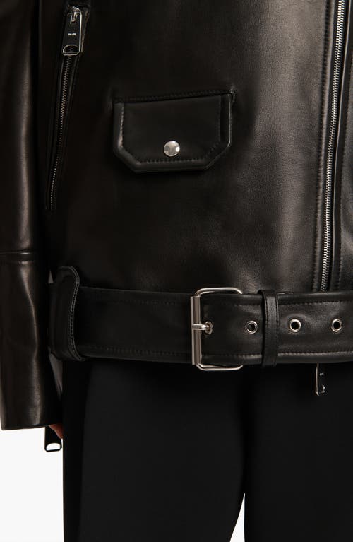 Khaite Hansel Oversize Lambskin Leather Biker Jacket In Black