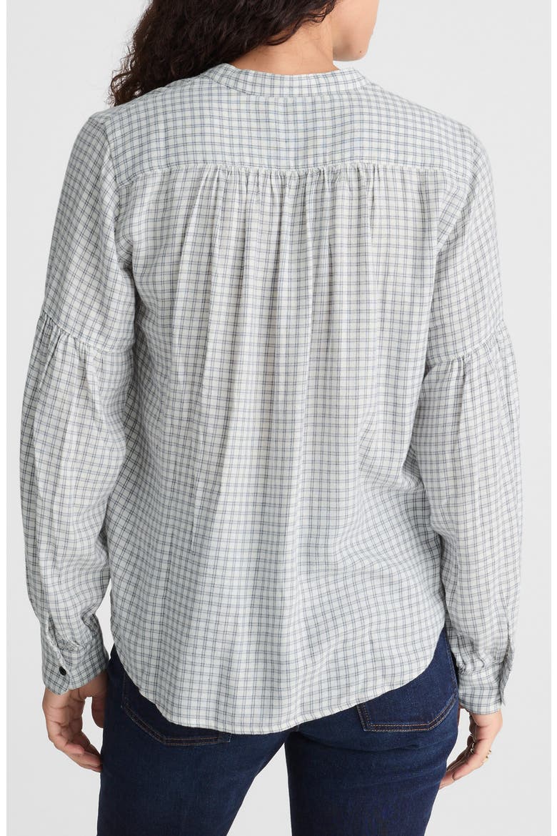 Band Collar Flannel Button-Up Shirt, Alternate, color, WINTER WHITE