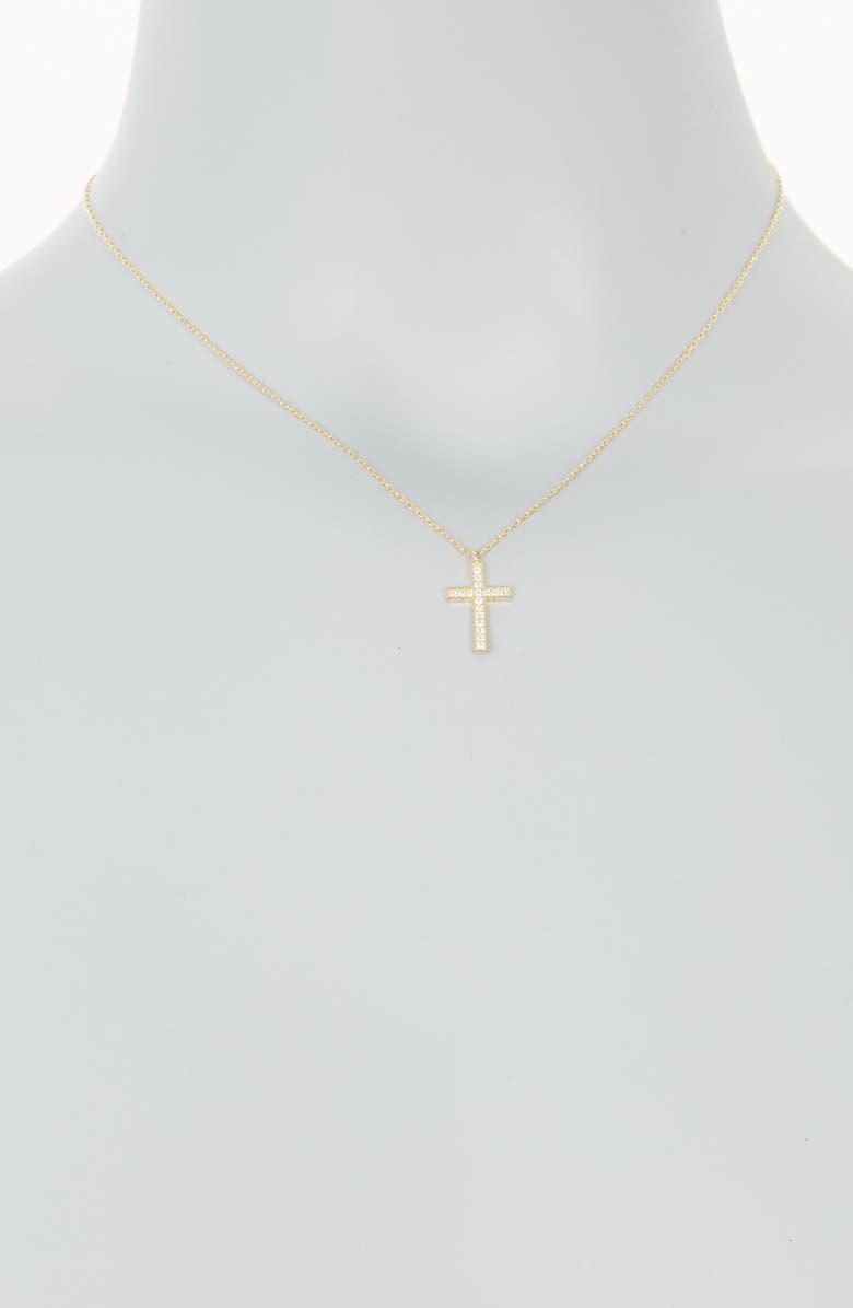 Argento Vivo Sterling Silver CZ Cross Pendant Necklace, Alternate, color, Gold