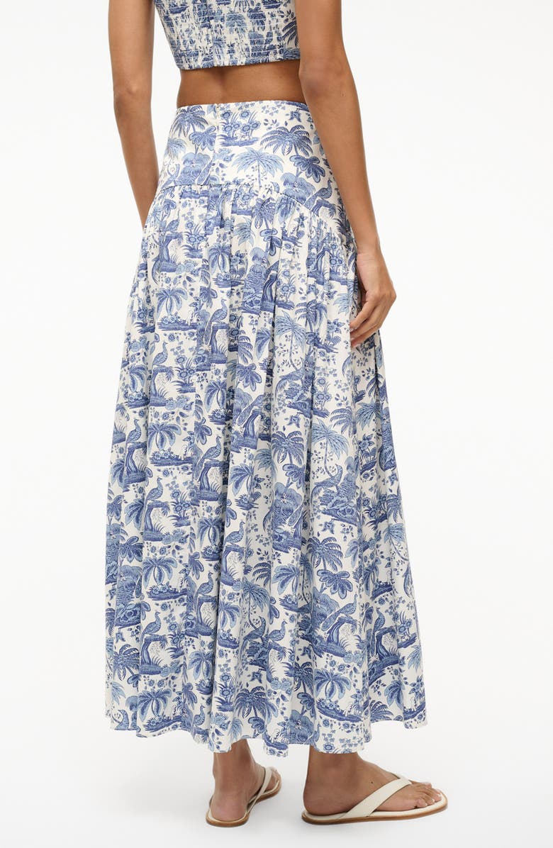 STAUD Procida Floral Print Maxi Skirt, Alternate, color, Blue Toile
