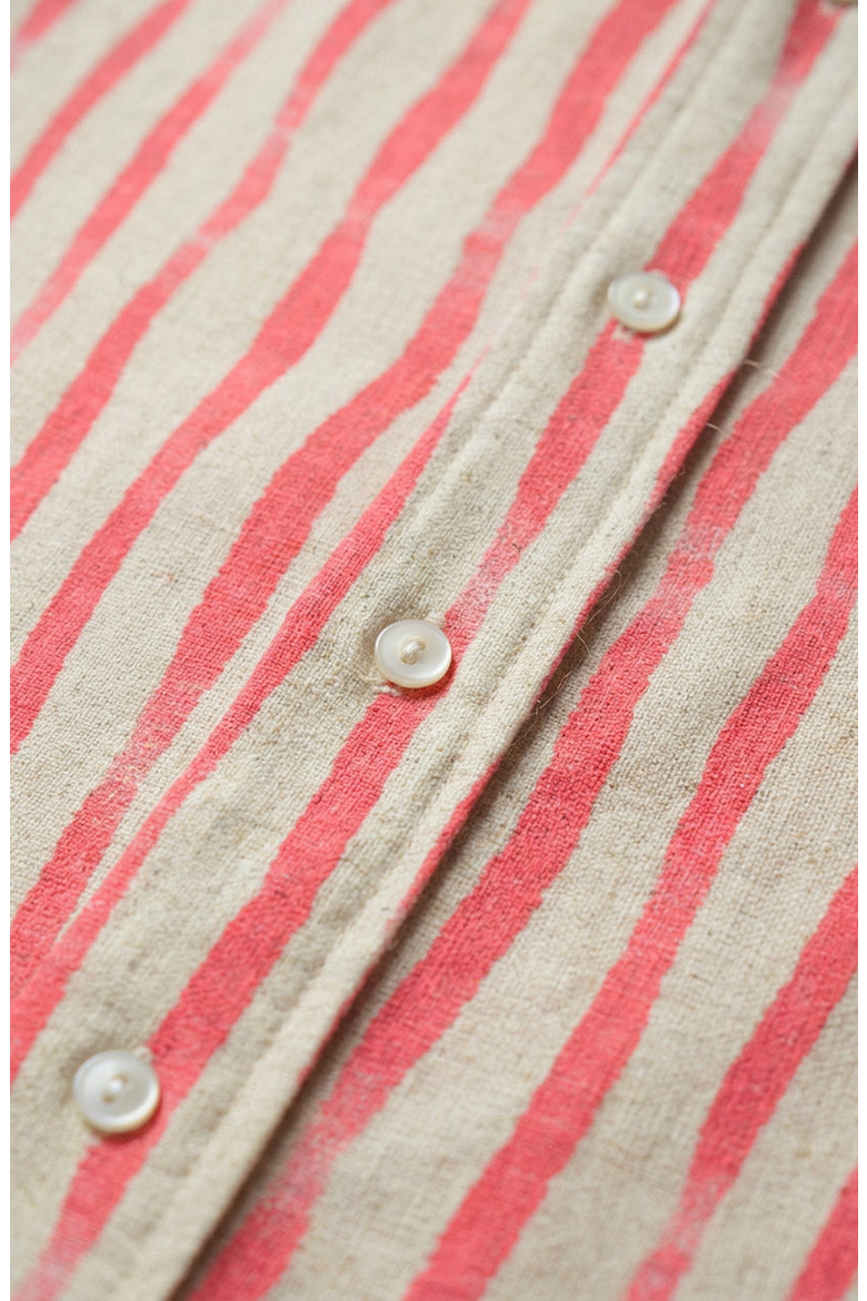 Striped Open Collar Button Front Shirt, Alternate, color, Cream / Coral Stripes