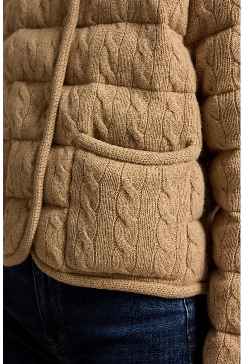 Padded Cable Stitch Wool & Cashmere Puffer Jacket, Alternate, color, COLLECTION CAMEL MELANGE
