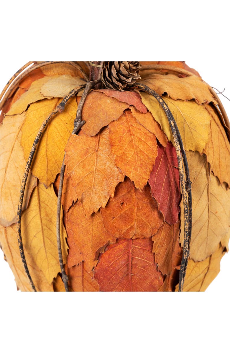Northlight Artificial Leaves Layered Pumpkin with Pinecones Fall Harvest Decoration - 9.75", Alternate, color,