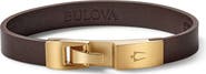 BULOVA Classic Leather & Stainless Steel Bracelet