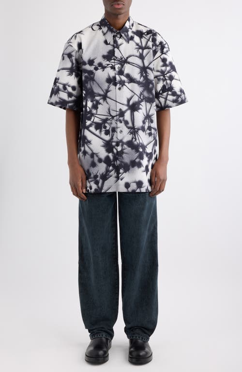 Dries Van Noten Cassidye Floral Cotton Poplin Button-up Shirt In Black