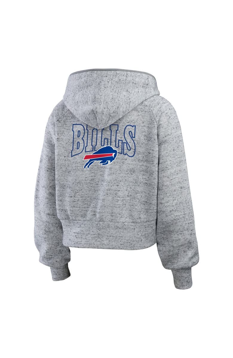 WEAR by Erin Andrews Women's WEAR by Erin Andrews Heather Gray Buffalo Bills Speckled Fleece Cropped Full-Zip Hoodie, Alternate, color,