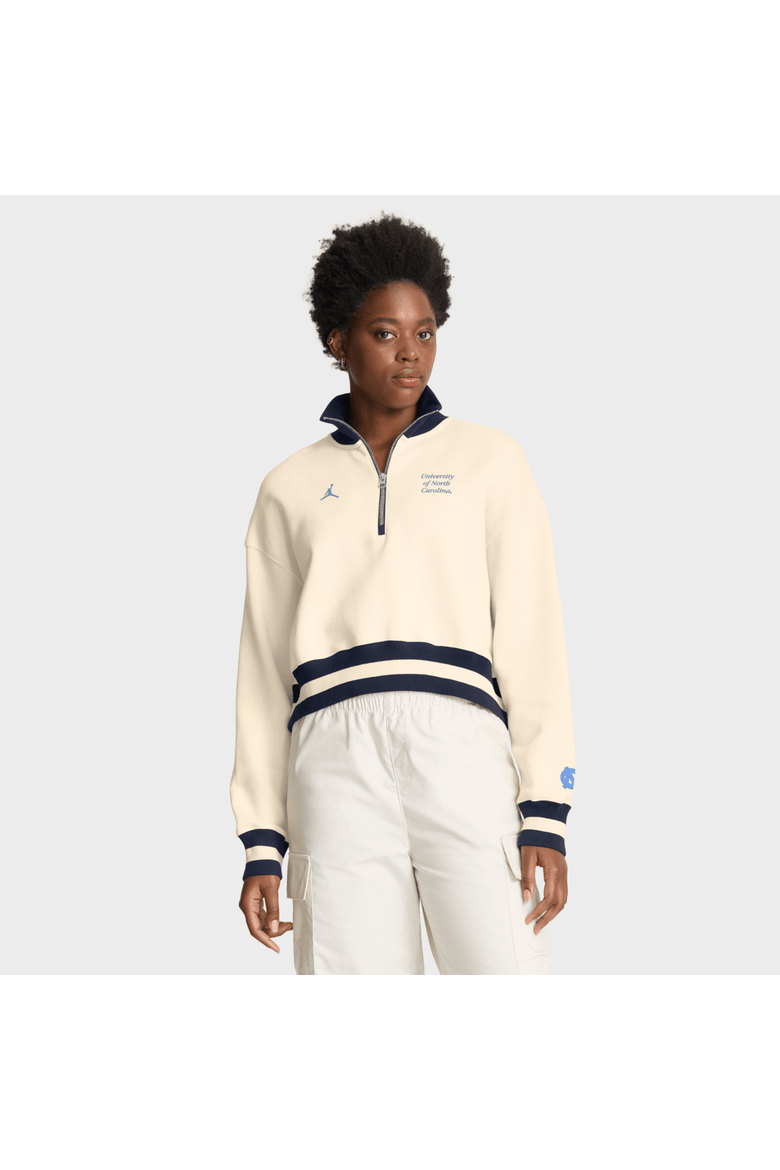 Women's Jordan Brand Tan North Carolina Tar Heels Legacy Half-Zip Sweatshirt, Main, color, Tan