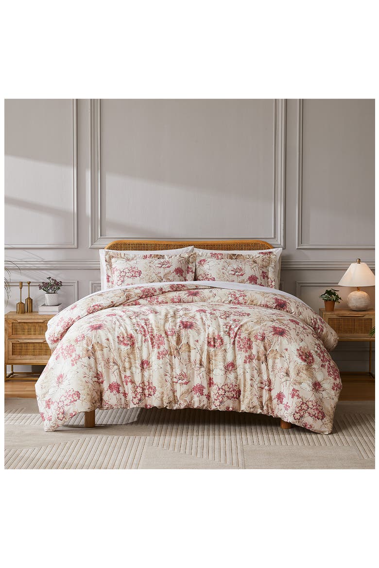 Skye Collection 3-Piece Cotton Duvet Set, Alternate, color, NATURAL/ RED