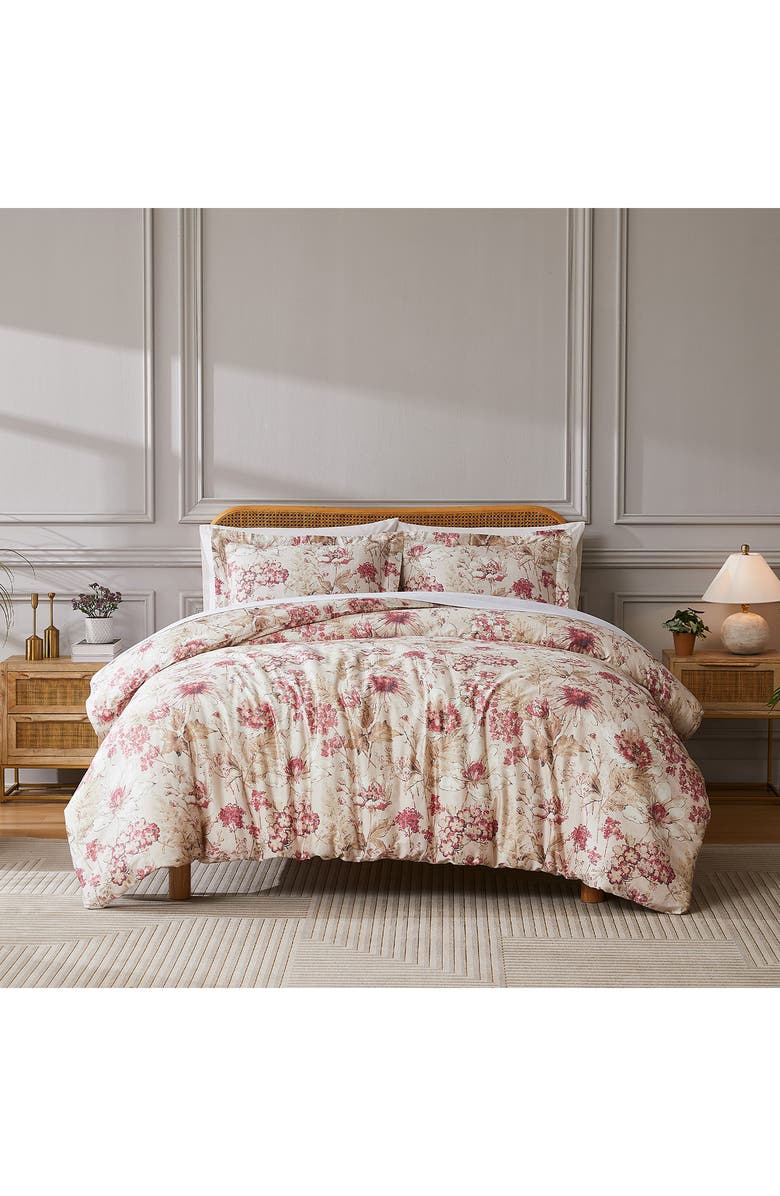 SOUTHSHORE FINE LINENS Skye Collection 3-Piece Cotton Duvet Set, Alternate, color, Natural/ Red