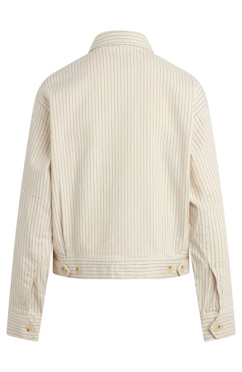 Favorite Daughter The Robert Pinstripe Stretch Cotton Trucker Jacket In Newport