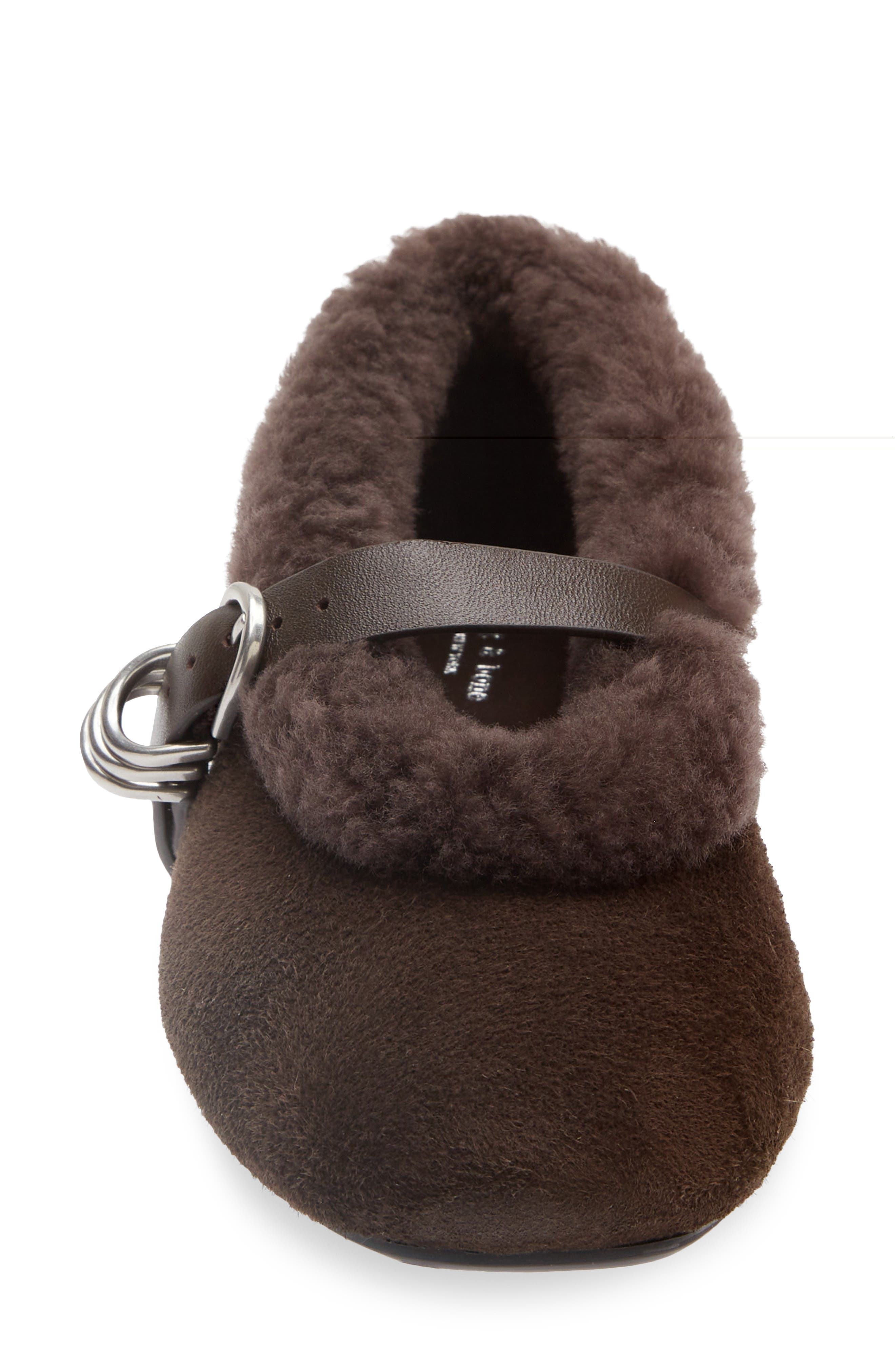 Spire Genuine Shearling Mary Jane Leather Flat, Alternate, color, DCCSD