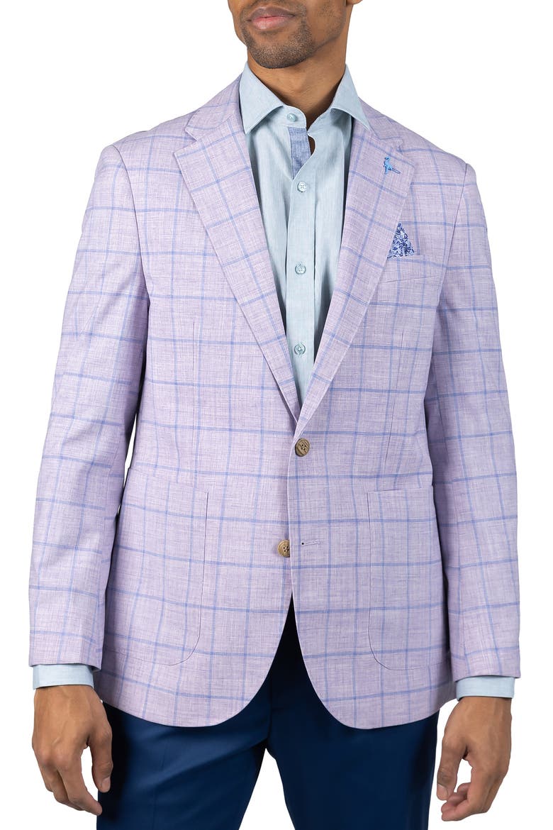 Mélange Yarn Dyed Windowpane Sport Coat, Main, color, LILAC