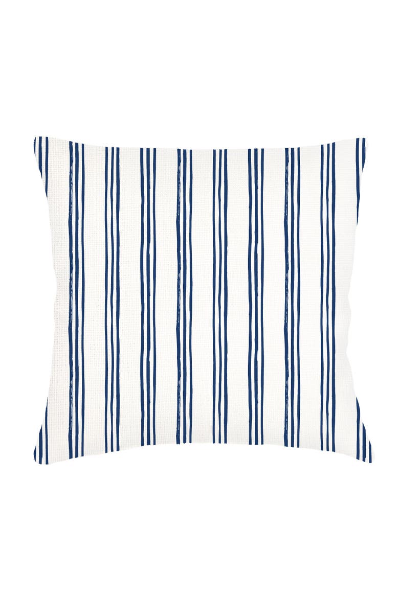 Ocean Drift Navy Stripe Linen Euro Pillow 26x26 with Down Insert, Main, color, Navy