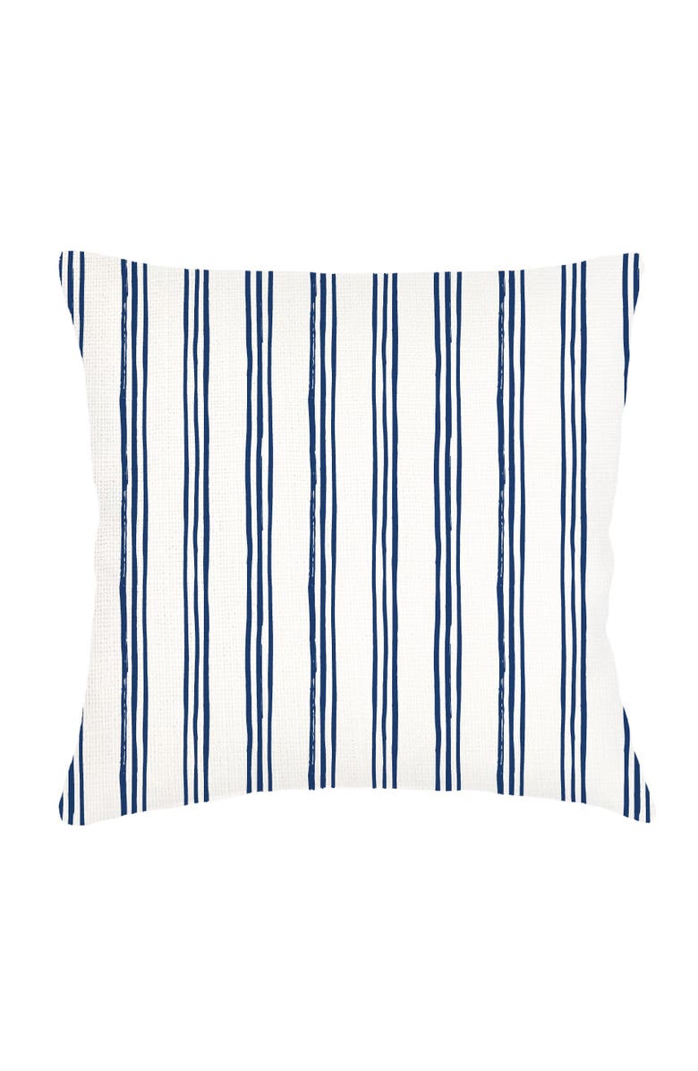 Anaya Ocean Drift Navy Stripe Linen Euro Pillow 26x26 with Down Insert, Main, color, Navy