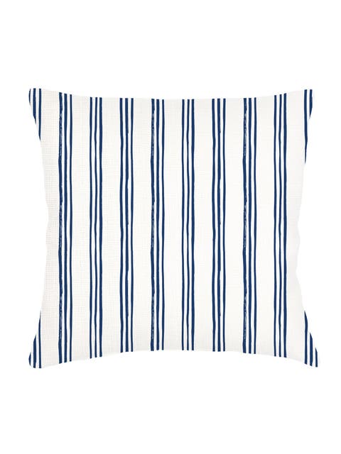 Ocean Drift Navy Stripe Linen Euro Pillow 26x26 with Down Insert