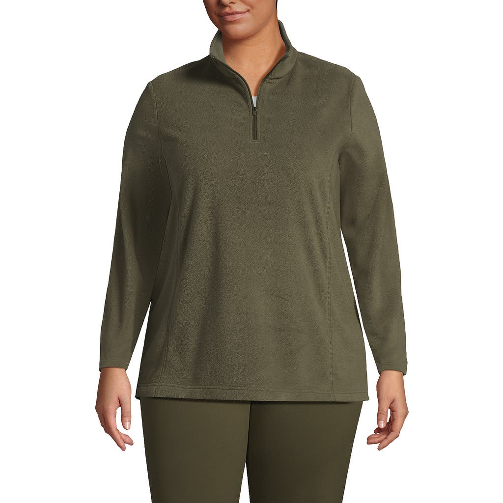 Lands' End Plus Size Anyweather Fleece Quarter Zip Pullover In Green