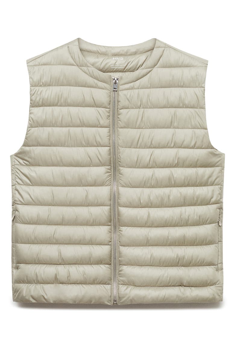 MANGO Quilted Front Zip Vest, Main, color, Light Heather Grey