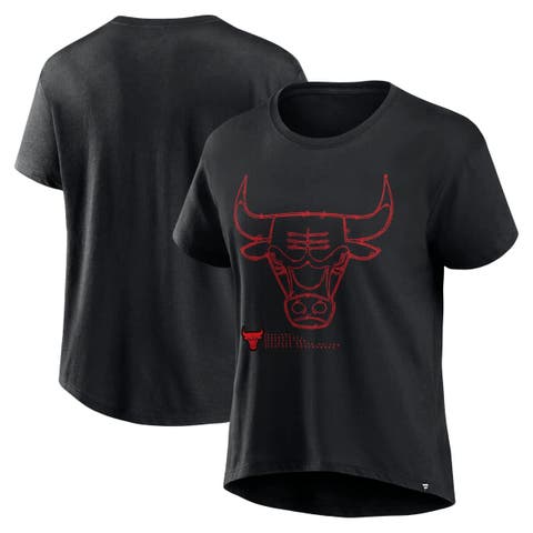 Women's Fanatics  Black Chicago Bulls Hand Check T-Shirt