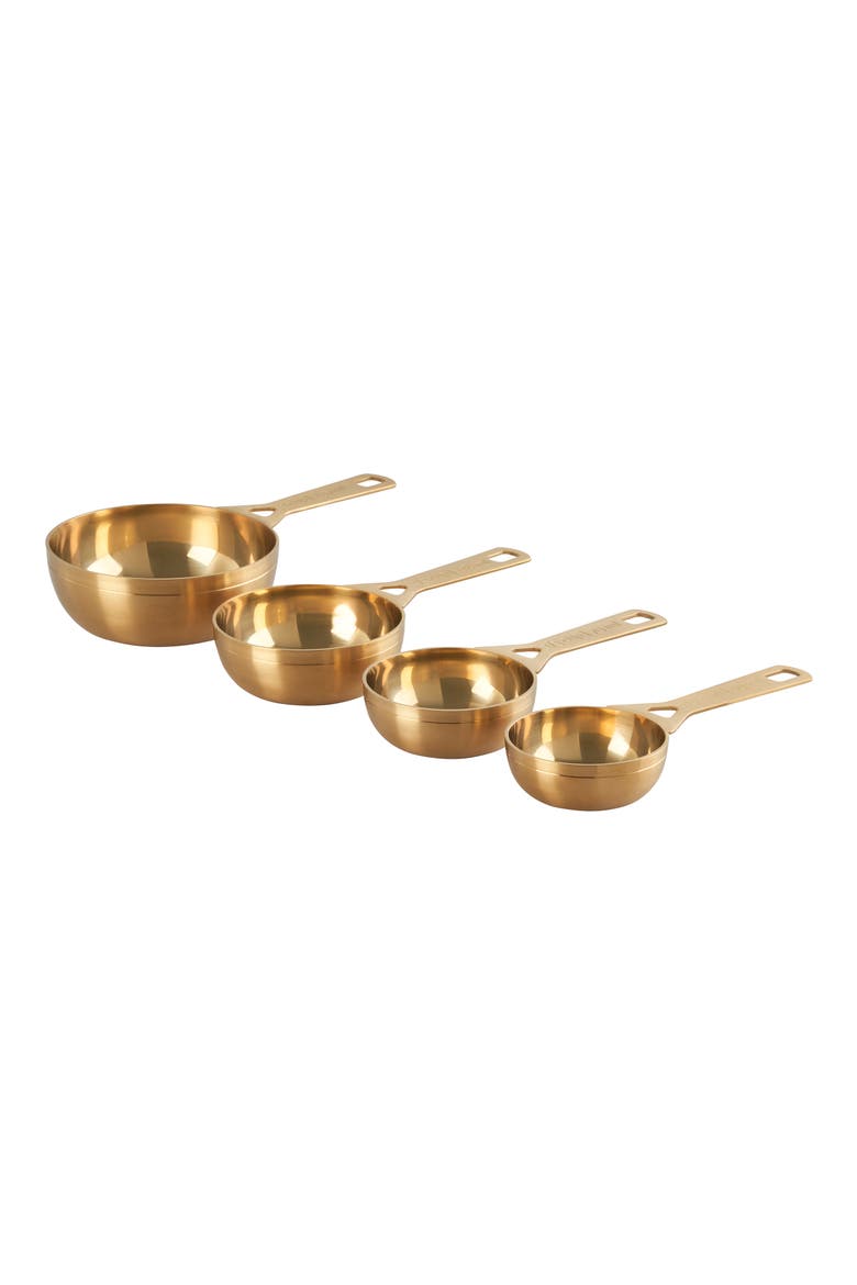 Set of 4 Measuring Cups, Alternate, color, GOLD