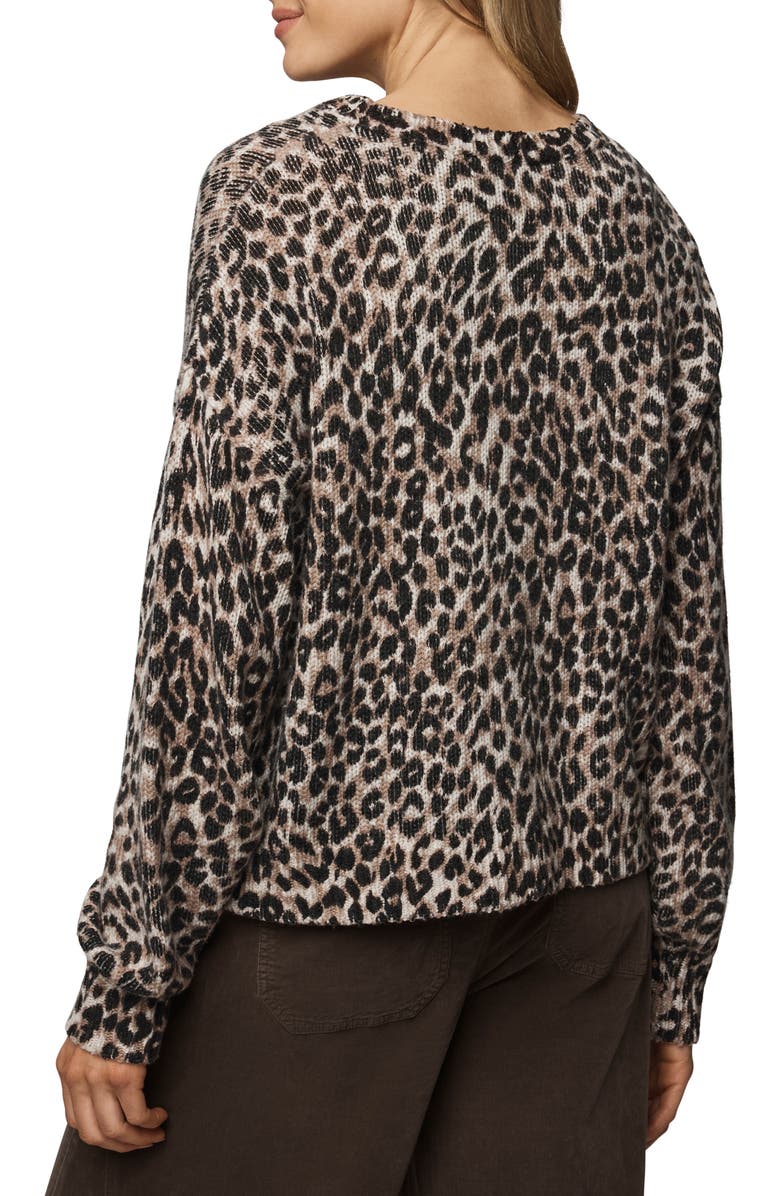 Splendid Delaney Leopard Print Crewneck Sweater, Alternate, color, White Snow Leopard