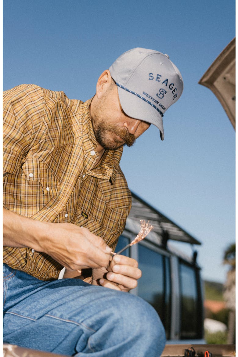 Sawtoof Plaid Short Sleeve Snap-Up Western Shirt, Alternate, color, GOLD MINI CHECK PLAID