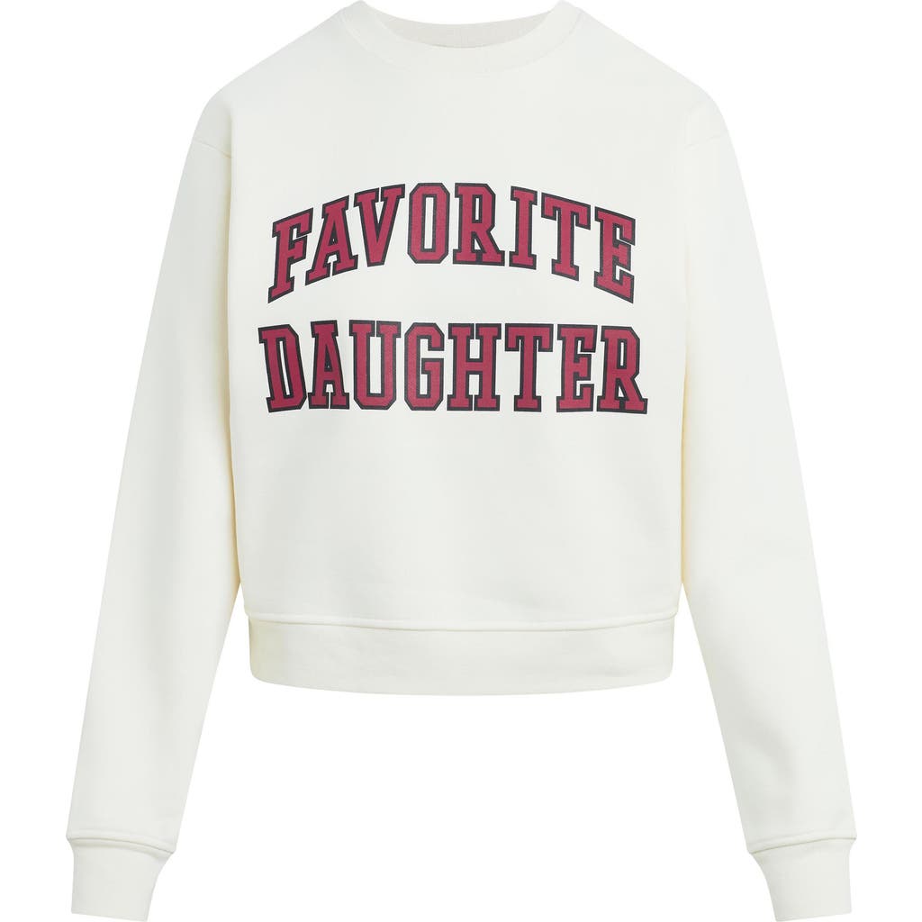 Favorite Daughter Collegiate Cotton Blend Sweatshirt in Gardenia/raspberry at Nordstrom, Size Medium