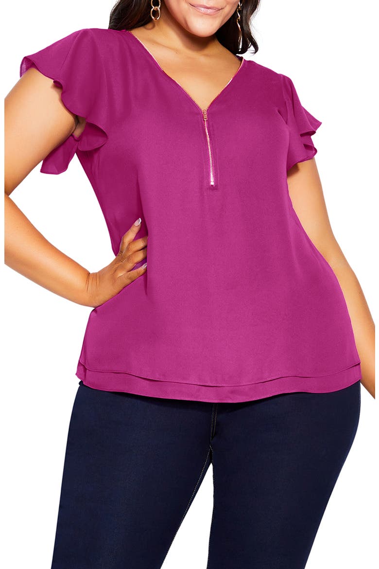 Fling Half Zip Top, Main, color, MAGENTA
