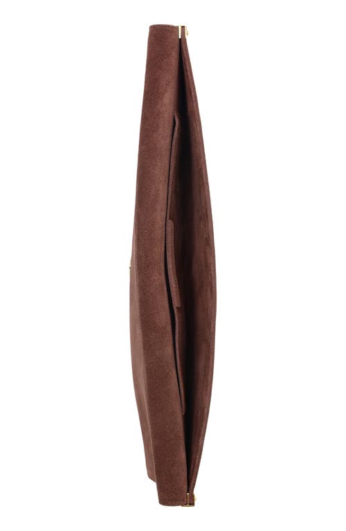 Jeffrey Campbell Halo-c Leather Clutch In Brown Satin
