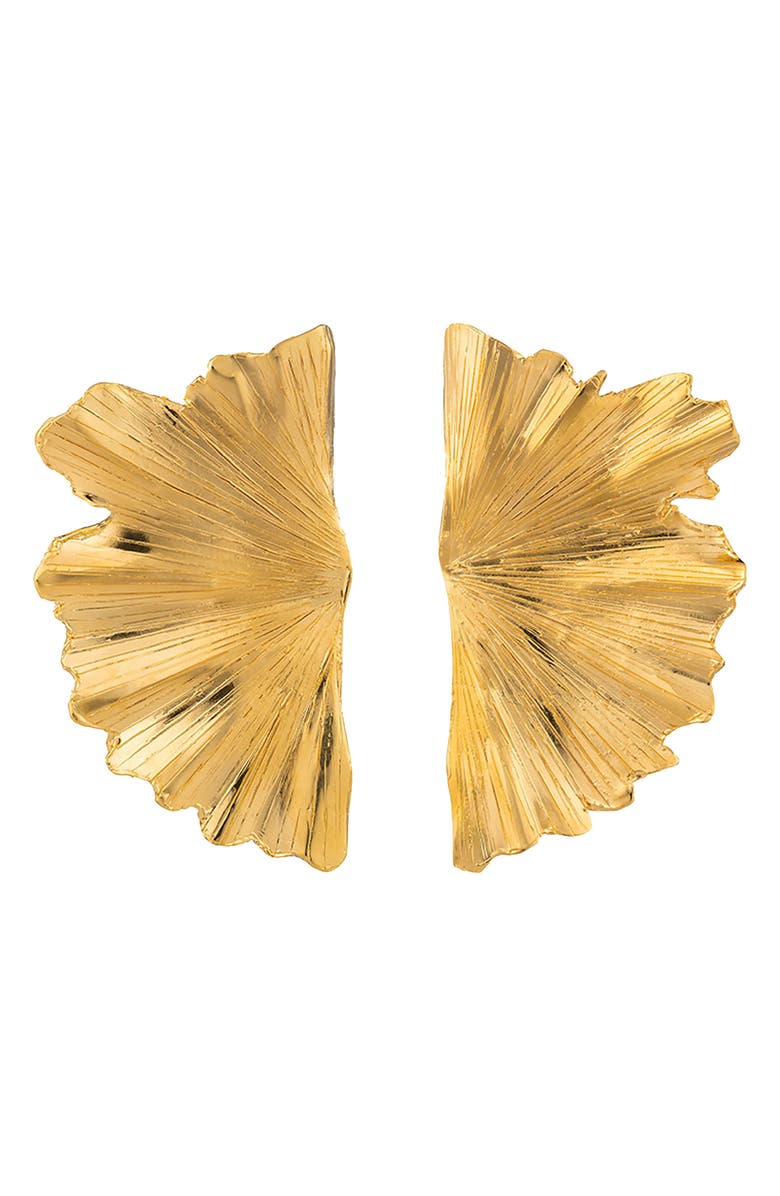 CHRISTINA CARUSO Ginkgo Leaf Earrings, Main, color, 14K Gold