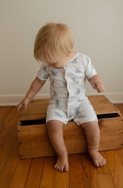 L'ovedbaby Baby Hippo Short Sleeve Organic Cotton Romper In Baby Hippo