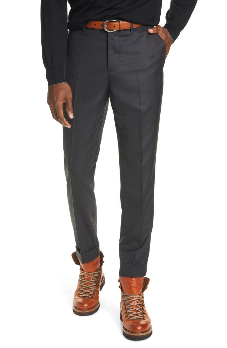 Brunello Cucinelli Micro Houndstooth Wool Suit, Alternate, color, 