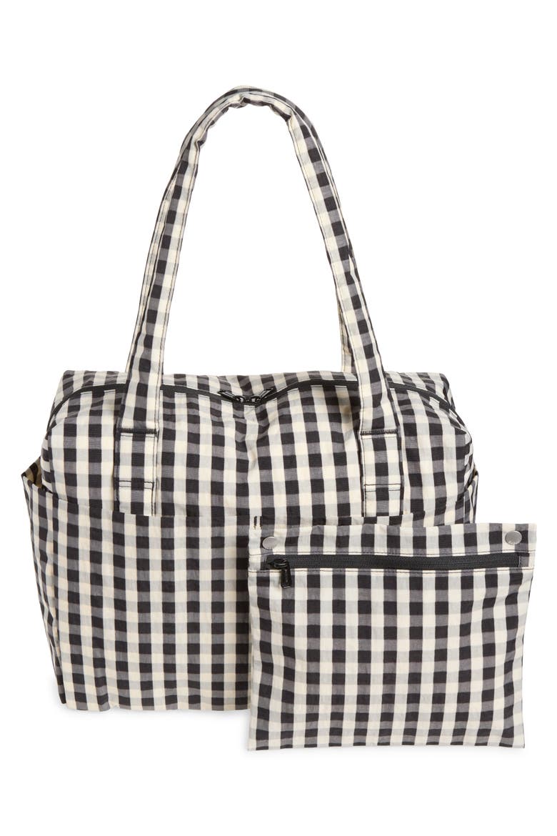 Small Cloud Carry-On Bag, Alternate, color, BLACK AND CREAM GINGHAM