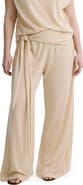MANGO Wide Leg Knit Pants with Knotted Sash
