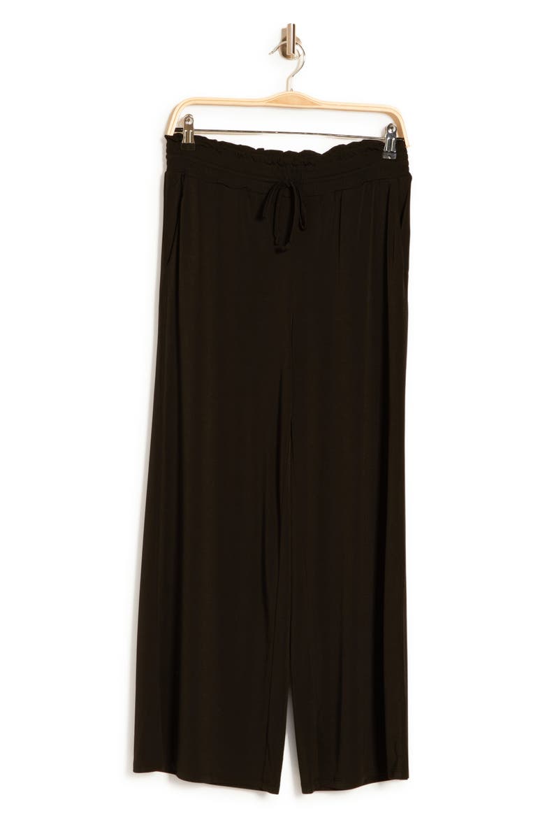 Smocked Crop Pants, Alternate, color, BLACK