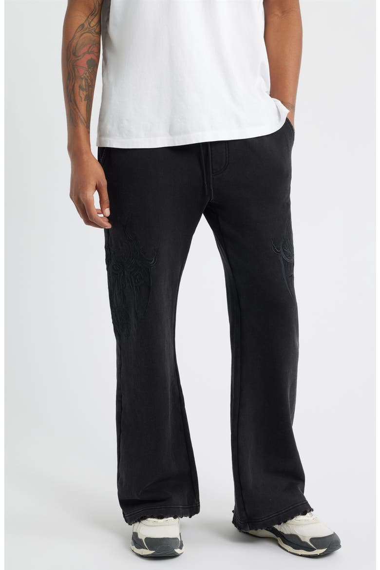 Griffin Cyber Sigilism Flare Sweatpants, Main, color, BLACK CYBER SIGILISM