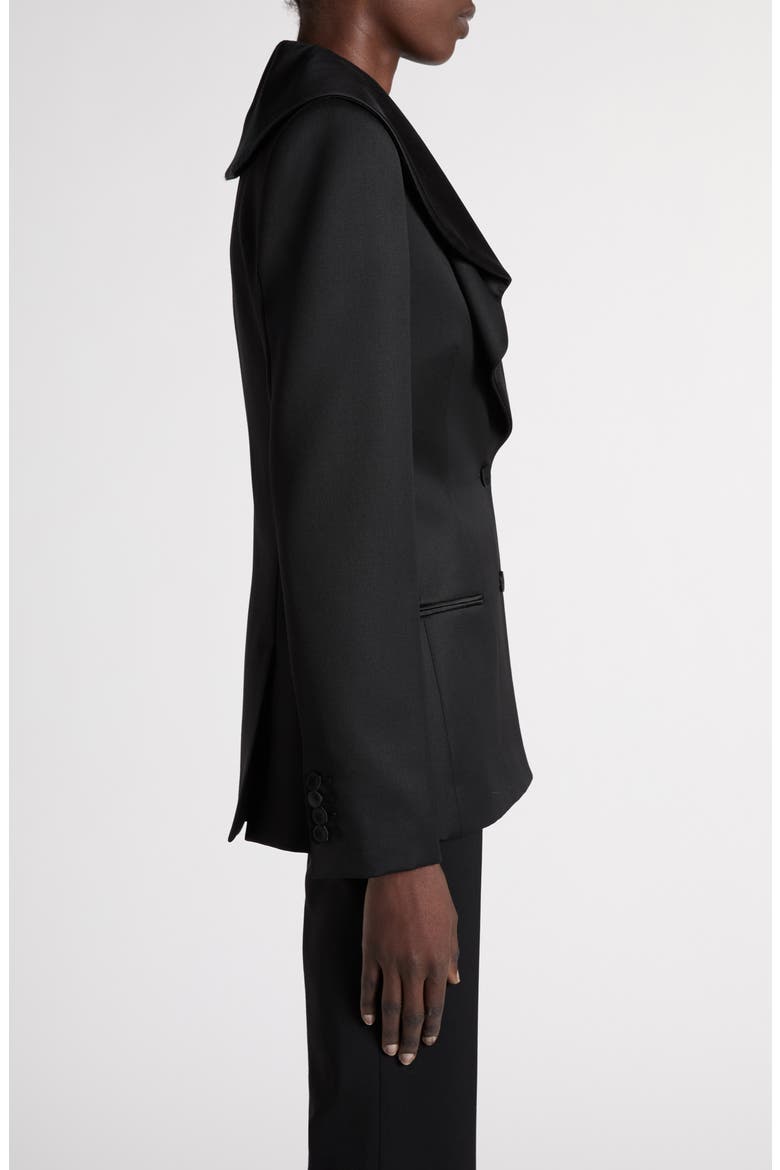 Ruffle Neck Wool Jacket, Alternate, color, BLACK
