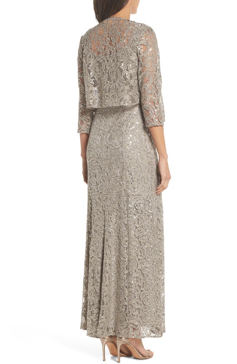 Alex Evenings Sequin Lace Jacket Formal Gown, Alternate, color, 