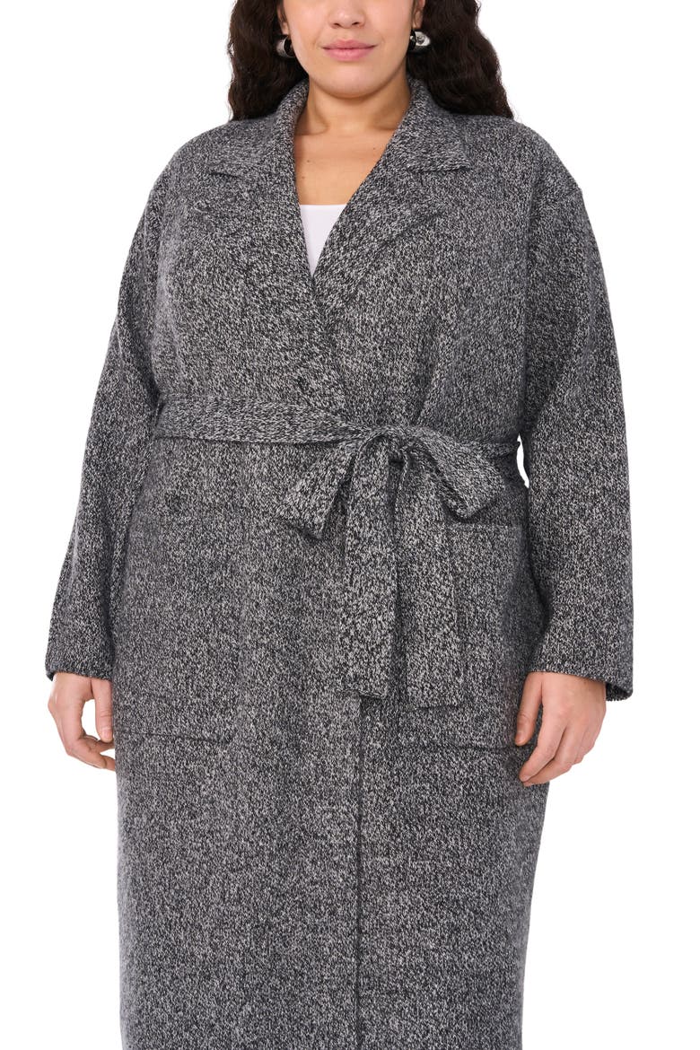 Tie Waist Long Cardigan, Alternate, color, MEDUIM HEATHERED GREY MARLED