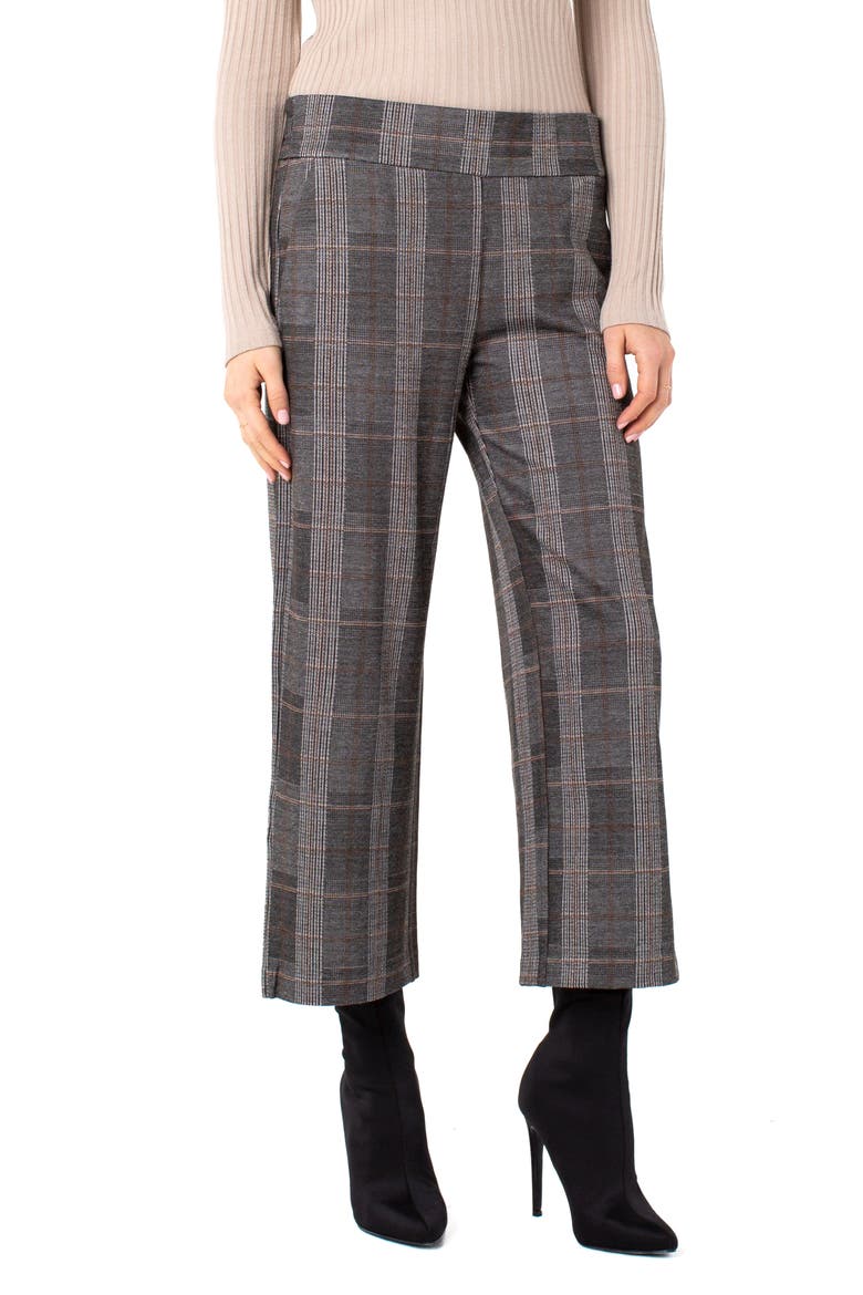 Liverpool Mabel Plaid Wide Leg Ankle Pants, Main, color, CREAM/ TAN/ BLACK