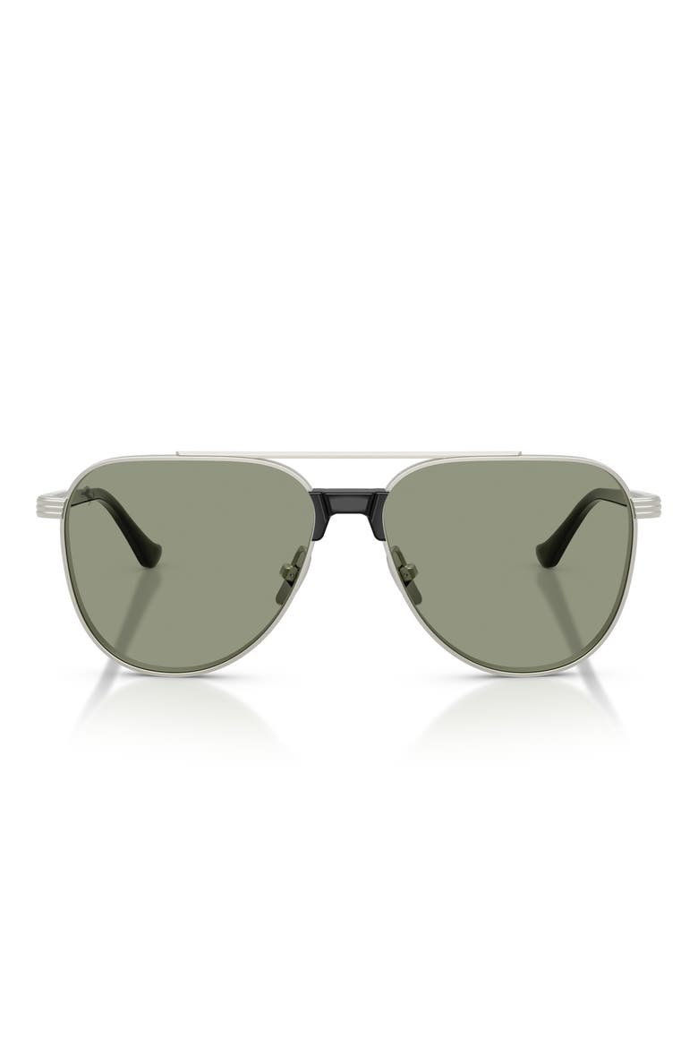 59mm Pilot Sunglasses, Main, color, SILVER MATTE / DARK GREEN RED