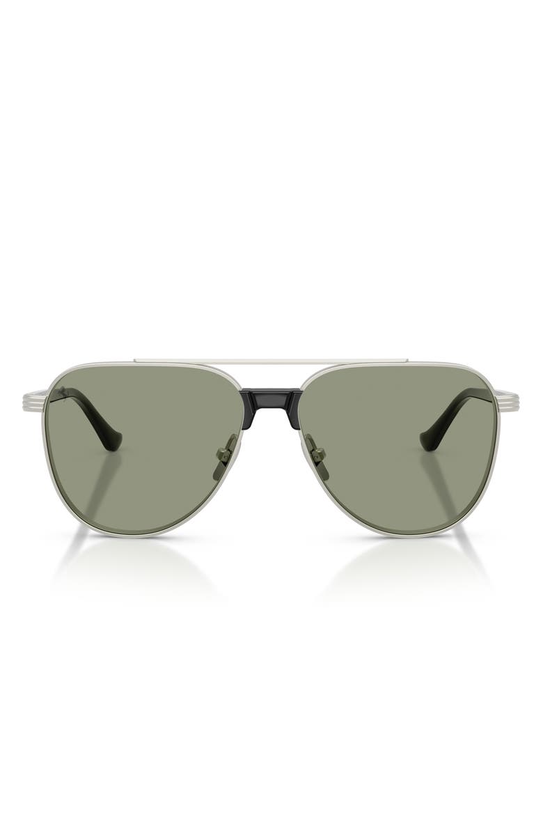 Ferrari 59mm Pilot Sunglasses, Main, color, Silver Matte / Dark Green Red